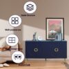 Modern Lacquered 4 Door Wooden Cabinet Sideboard Buffet Server Cabinet Storage Cabinet, For Living Room, Entryway, Hallway, Office, Kitchen And Dining Room - Navy Blue - Image 7