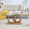 Modern Style Glass Top Coffee Table With Base Suitable For Living Rooms And Lounge Areas - Natural Wood - Image 5