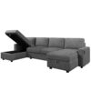 Modern Convertible Sectional Sofa With Storage Chaise Lounges And USB Ports - Dark Gray - Image 13
