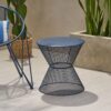 Zine - Outdoor Side Table With Hourglass Shaped And Iron Frame - Navy - Image 10