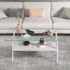 Rectangle Coffee Table With Tempered Glass Top And Metal Legs, Modern Table For Living Room - Transparent / White - Image 4