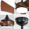 Modern Ceiling Fan With 3 Color Dimmable 5 ABS Blades Remote Control Reversible DC Motor With LED Light - Black - Image 3