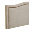King Size Upholstered Panel Headboard With Copper Nailheads And Adjustable Metal Legs - Natural - Image 6