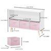 Kids Bookcase With Collapsible Fabric Drawers, Children's Book Display, Toy Storage Cabinet Organizer - White / Pink - Image 3