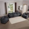 Luxurious And Sophisticated Sofa Set With Soft Cushions For Living Rooms And Home Theaters - Gray - Image 11
