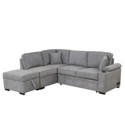 Sleeper Sofa Bed, 2 In 1 Pull Out Sofa Bed L Shape Couch With Storage Ottoman For Living Room, Bedroom Couch And Small Apartment - Gray