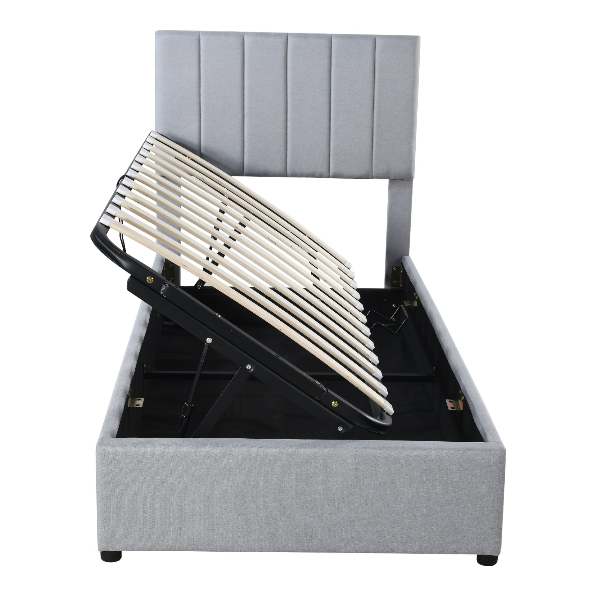 Twin Size Upholstered Platform Bed With A Hydraulic Storage System - Gray - Image 5