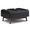 Owen - Tray Top Small Coffee Table Storage Ottoman - Distressed Black - Image 2