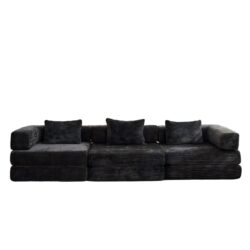Convertible Floor Sofa Bed With Fixed Shape Frame, Boneless Modular Sectional Sofa, For Living Room - Black