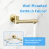 Shower System Set With Brass Valve, 10" Rain Shower, Handheld, Bathtub Spout - Brushed Gold - Image 4