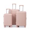20" / 24" / 28" 3 Pieces / Set Spinner Wheel Luggage, Carry On Suitcase, With Cup Holder & USB Port & Phone Holder - Pink - Image 22