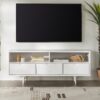 Mid-Century Modern 3 Drawer Solid Wood TV Stand For TVs Up To 65" - White - Image 6