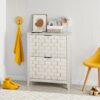 Retro Shoe Storage Cabinet, Mid Century Vintage Freestanding With 2 Flip Drawers, Suitable For Entryway - Retro White / White / Vintage - Image 7