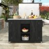 Outdoor Kitchen Island Fir Wood Kitchen Island With Stainless Steel Top, Ample Storage Space, Towel And Spice Racks And A Bottle Opener For Outdoor - Black - Image 9
