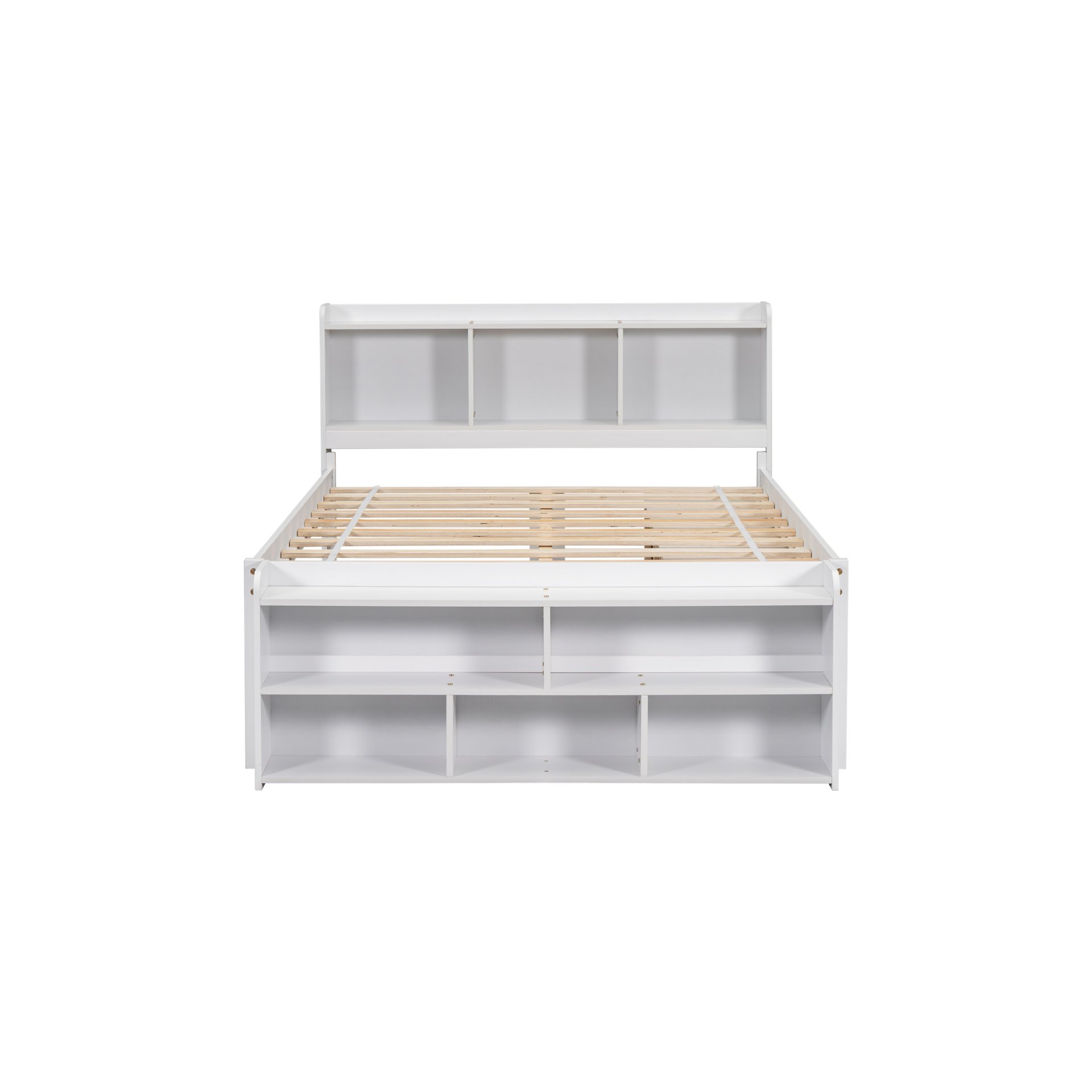 Full Bed With Bookcase Headboard, Under Bed Storage Drawers And Bed End Storage Case - White - Image 10