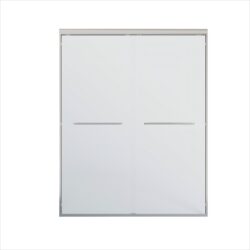 Double Sliding Shower Door, Semi Frameless Bypass Bathroom Sliding Door With 1 / 4" (6Mm) Tempered Glass For Walk In Shower - Chrome