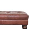 Buffalo - Brown Leather Ottoman With Castor Legs - Walnut - Image 6