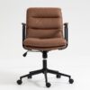 Office Chair, Mid Back Home Office Desk Task Chair With Wheels And Arms Ergonomic Computer Rolling Swivel Chair With Padded Armrest - Brown - Image 4