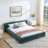 Modern Queen Size Upholstered Bed Frame With And Headboard - Blue / Green - Image 3