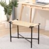 Vanity Stools Handwoven Paper Rope Ottoman For Entryway Natural Footstool For Living Room - Natural - Image 4