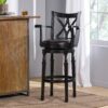 Elegant Leather Swivel Bar Stool With Arms - Espresso - Image 5