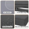14 Pack Cushion Covers For 7 Piece Wicker Rattan Sectional Sofa (6 Seater), Outdoor Seat And Back Slipcovers With Zippers - Gray - Image 4
