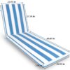 2 Pieces Set Outdoor Lounge Chair Cushion Replacement Patio Furniture Seat Cushion Chaise Lounge Cushion - Blue Stripe / White - Image 3