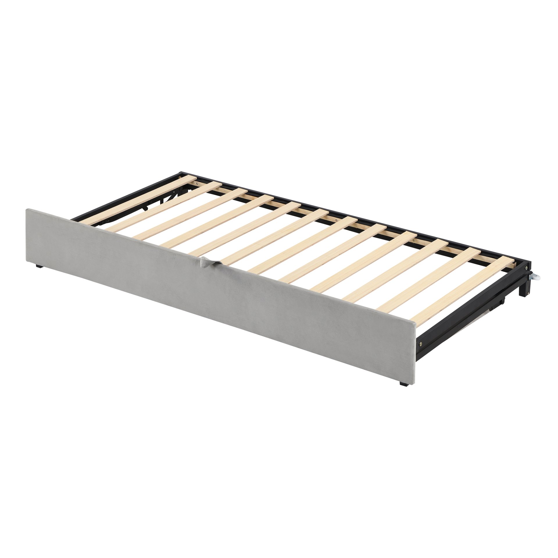 Twin Size Upholstered Daybed With Pop Up Trundle - Gray - Image 7