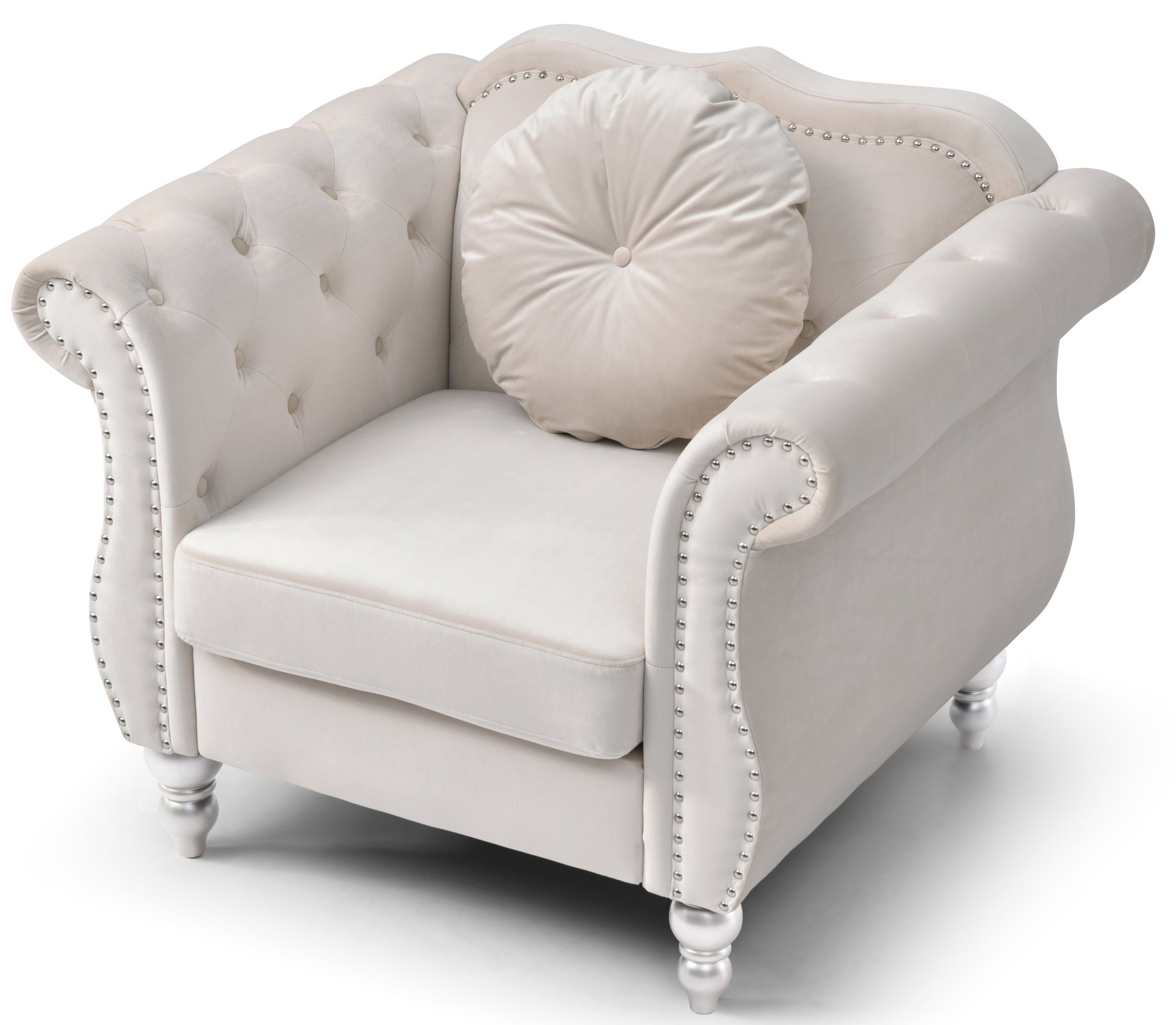 Elegant Transitional Flared Armchair - Ivory - Image 3