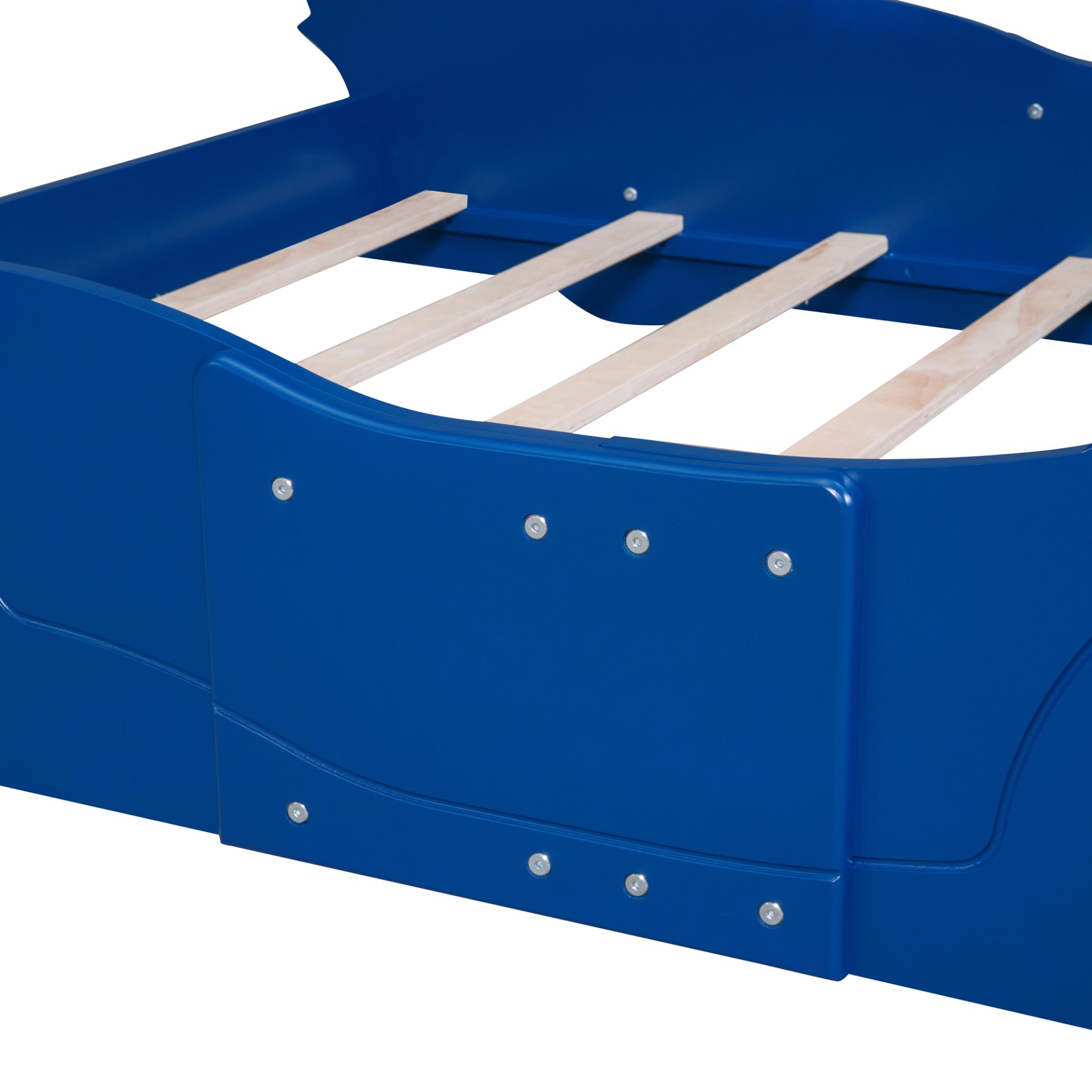 Full Size Race Car-Shaped Platform Bed & Wheels - Blue - Image 9