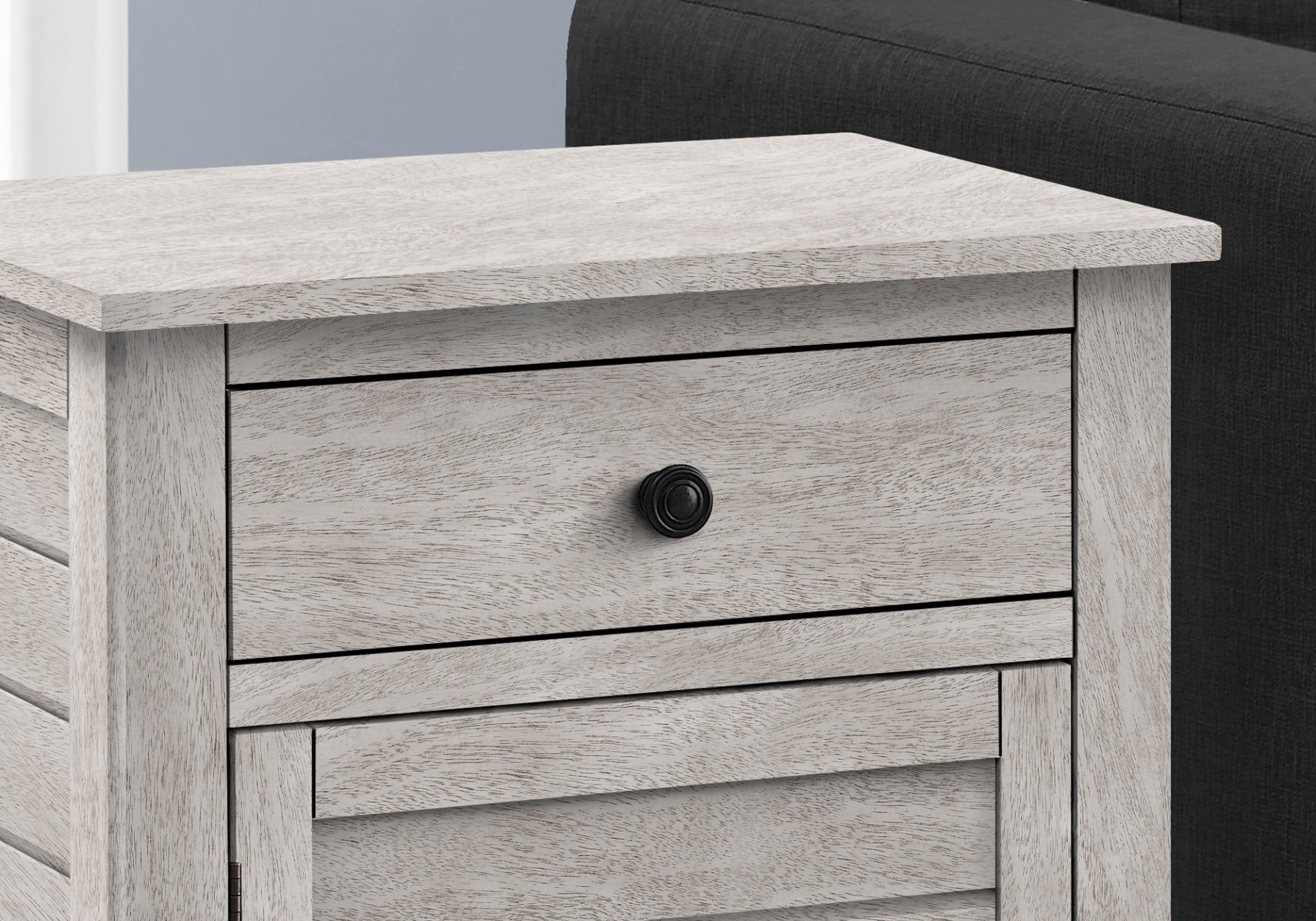 Accent Nightstand, Storage Drawer, Transitional - Gray Wash - Image 3