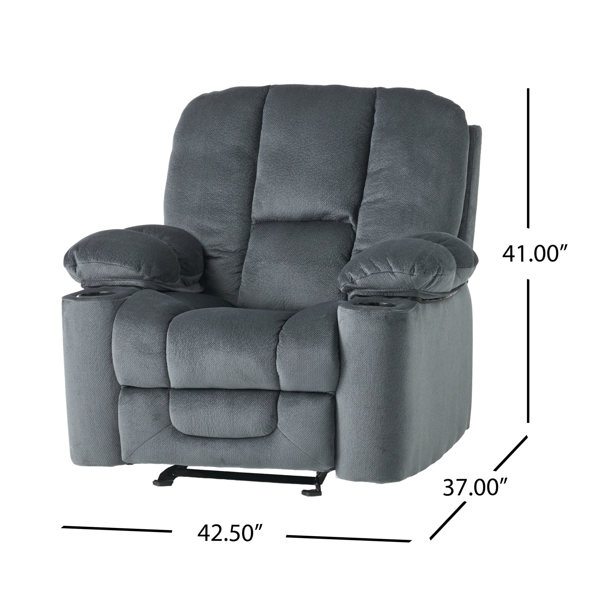 Luxurious Manual Recliner Chair With Skin-Friendly And Dual Cup Holders - Silver - Image 3