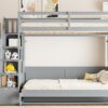 Full Over Full Size Murphy Bed With Hydraulic Lift & Desk Design - Gray - Image 24