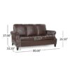 Contemporary 3 Seater Sofa Upholstery And Nailhead Trim - Dark Brown - Image 3