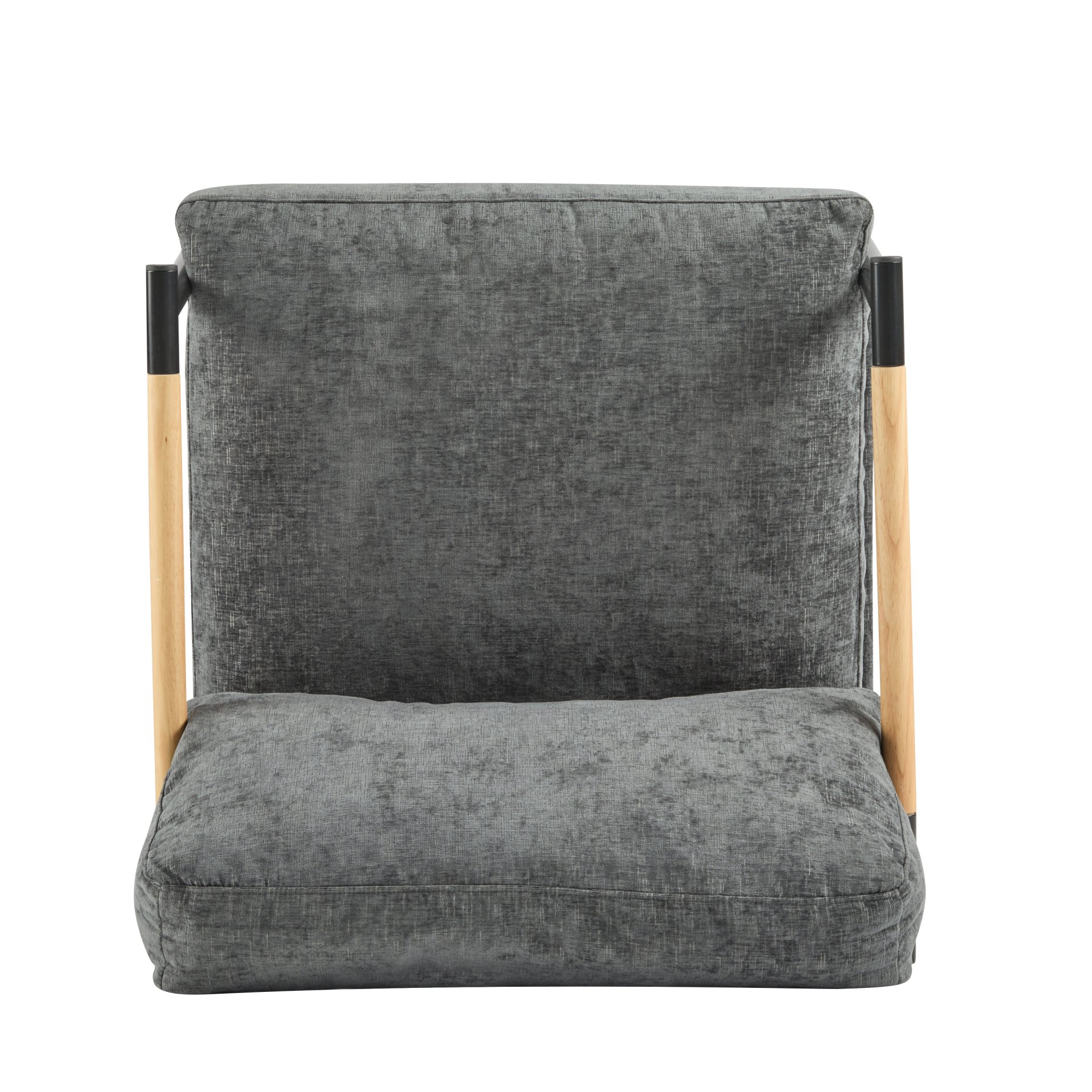 Modern Accent Chair With Plush Cushions, Minimalist Metal Frame, Wooden Armrest - Gray - Image 7