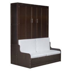 Queen Size Murphy Wall Bed With Cushion, Space Saving Design, And Construction - Espresso