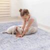Maval - 2' X 3' Washable Area Rug - Blue / Cream - Image 4
