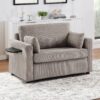 Twin Size Sofa Bed Sleeper Sofa Loveseat With Foldable Mattress, Side Table, Storage Pocket & USB Ports - Gray Brown - Image 6