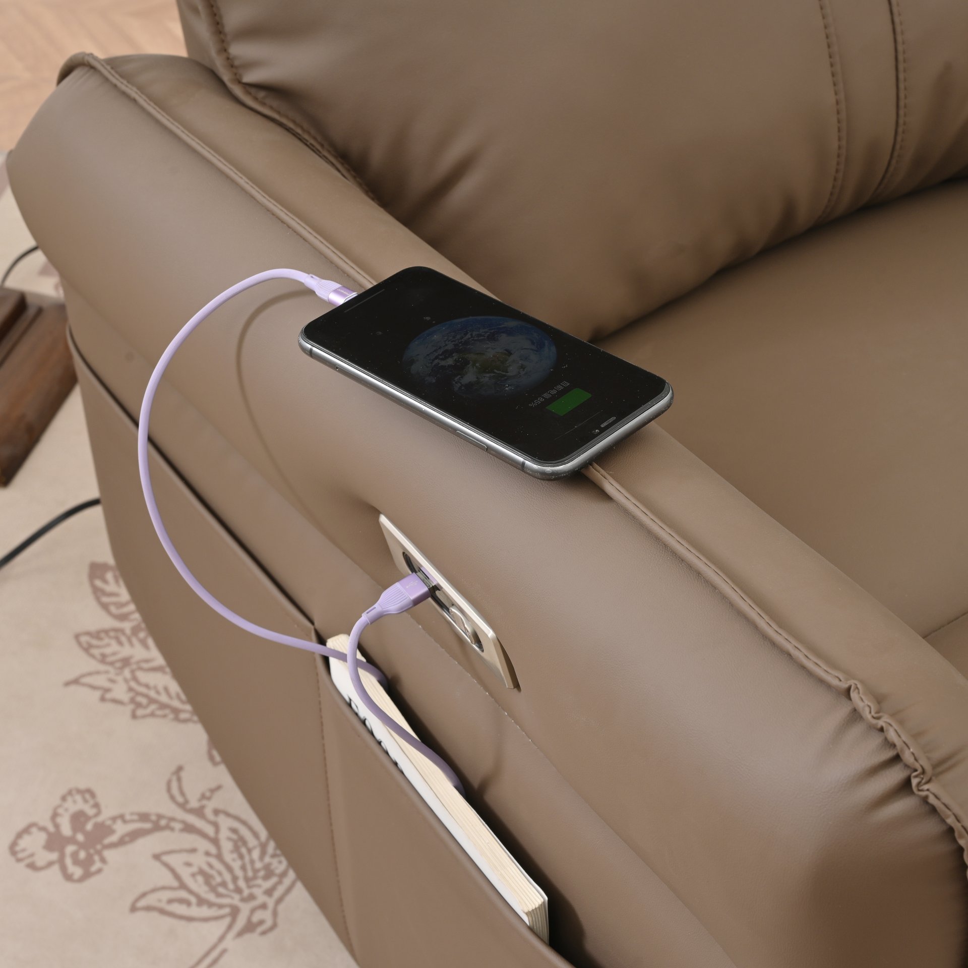 29.92" 270 Power Swivel Rocker Recliner Chair, Electric Glider Reclining Sofa With USB Ports, Power Swivel Glider, Rocking Chair Nursery Recliners For Living Room Bedroom - Brown - Image 13