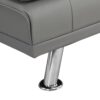 Modern Sofa Bed With Armrest 2 Holders, Wood Frame & Stainless Leg, Futon Style - Gray - Image 8