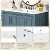 Bathroom Vanity Organizer With Sink, Solid Storage Cabinet - Retro Blue - Image 9