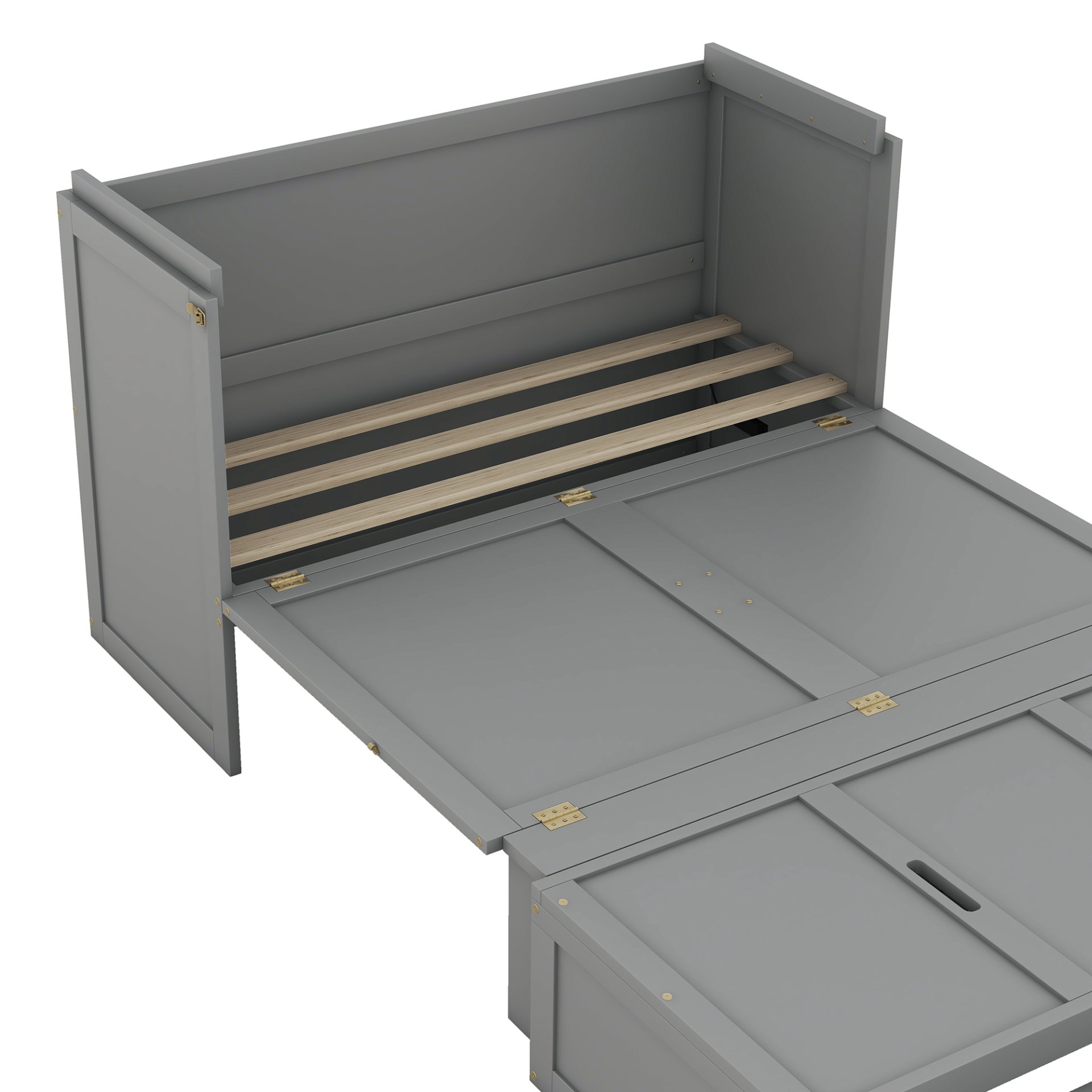 Full Size Murphy Bed With USB Port And A Large Drawer - Gray - Image 14