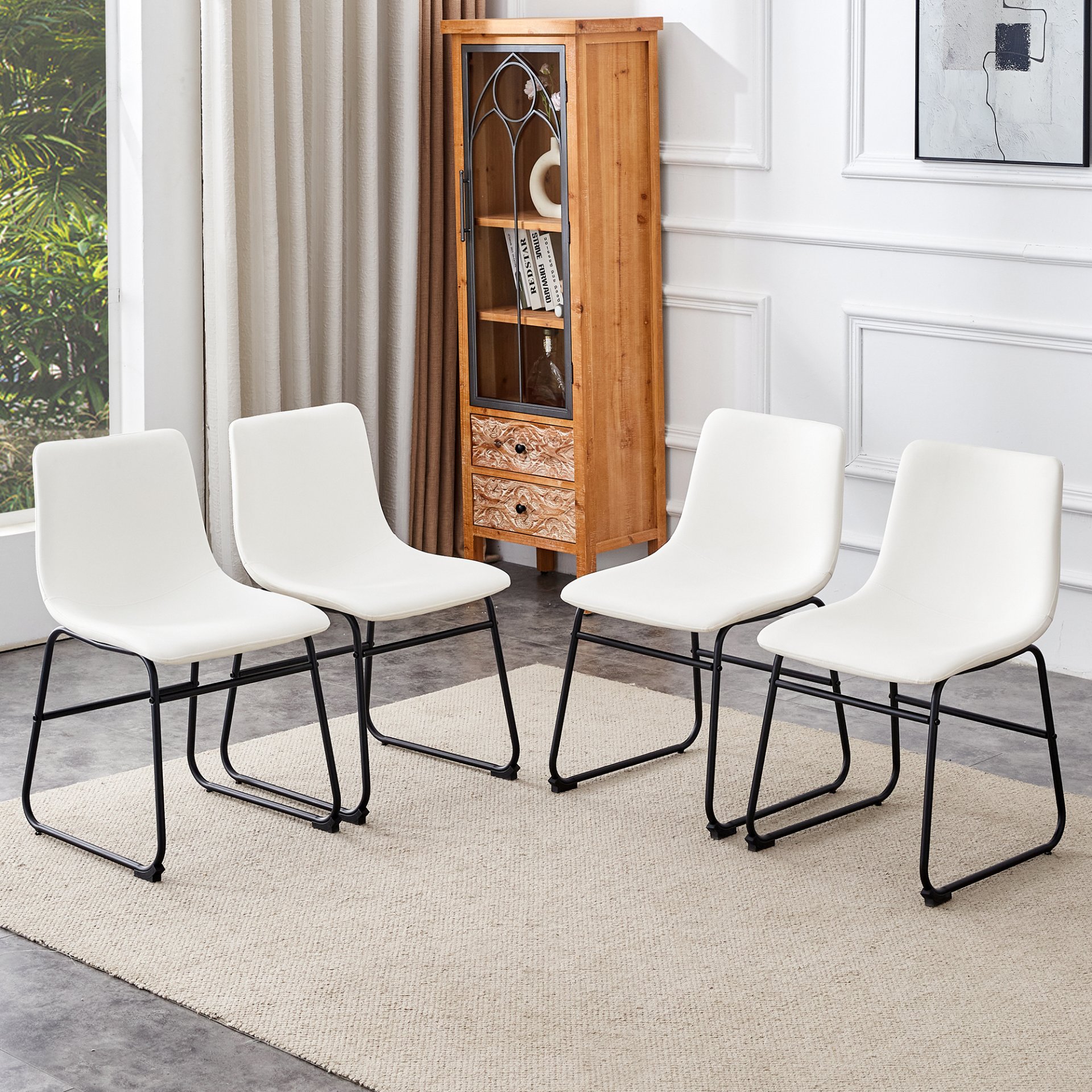 (Set of 4) Classic Chairs, A Stylish Seat Perfect For Modern Minimalist And Industrial Style Environments - White - Image 4
