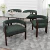 Modern Accent Chair Teddy Upholstered Armchair With Open Back 3 Legs Barrel Dining Chair Comfy Side Chair (Set of 2) - Emerald - Image 9