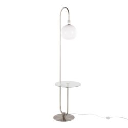 Trombone - Contemporary / Glam Floor Lamp - Nickel / Clear