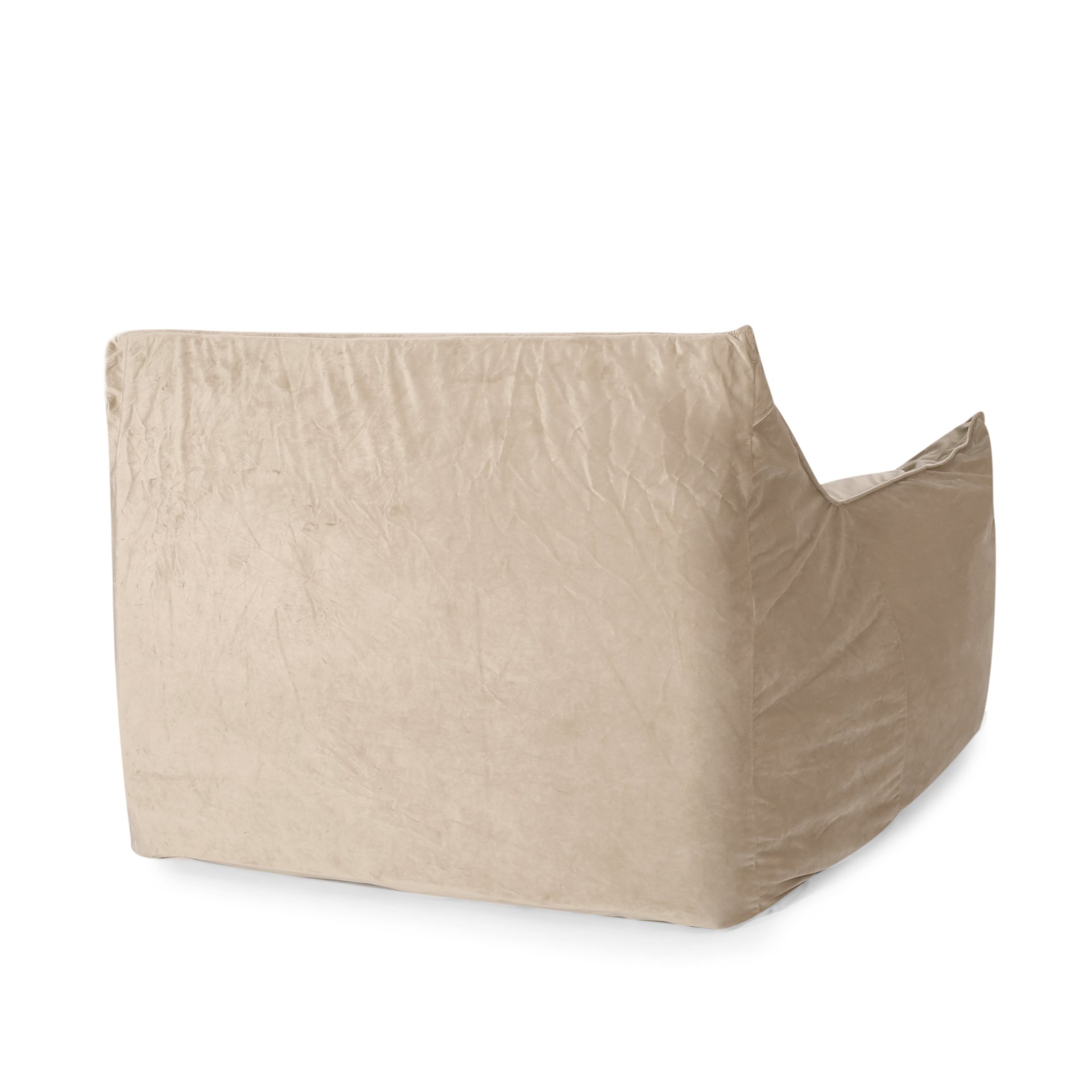 Allea - Velveteen Bean Bag Chair With Armrests, Comfortable Velvet Seating - Taupe - Image 6