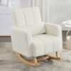 Accent Rocking Chair With Pillow, Spacious & Comfortable Seating For Living Room Or Bedroom - Cream White - Image 4