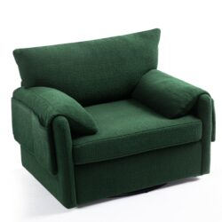 Oversized Swivel Armchair - Modern Swivel Accent Chair & Single Sofa Lounge, Comfortable Seating For Living Room & Bedroom - Dark Green