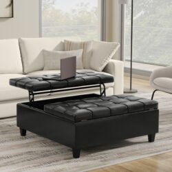 Harrison - Large Square Coffee Table Storage Ottoman - Black