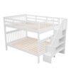 Full Over Full Stairway Bunk Bed With Storage And Guard Rail For Bedroom - White - Image 3